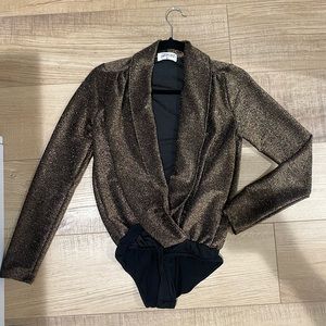 (Worn once) The Post gold bodysuit with long sleeves (size S)